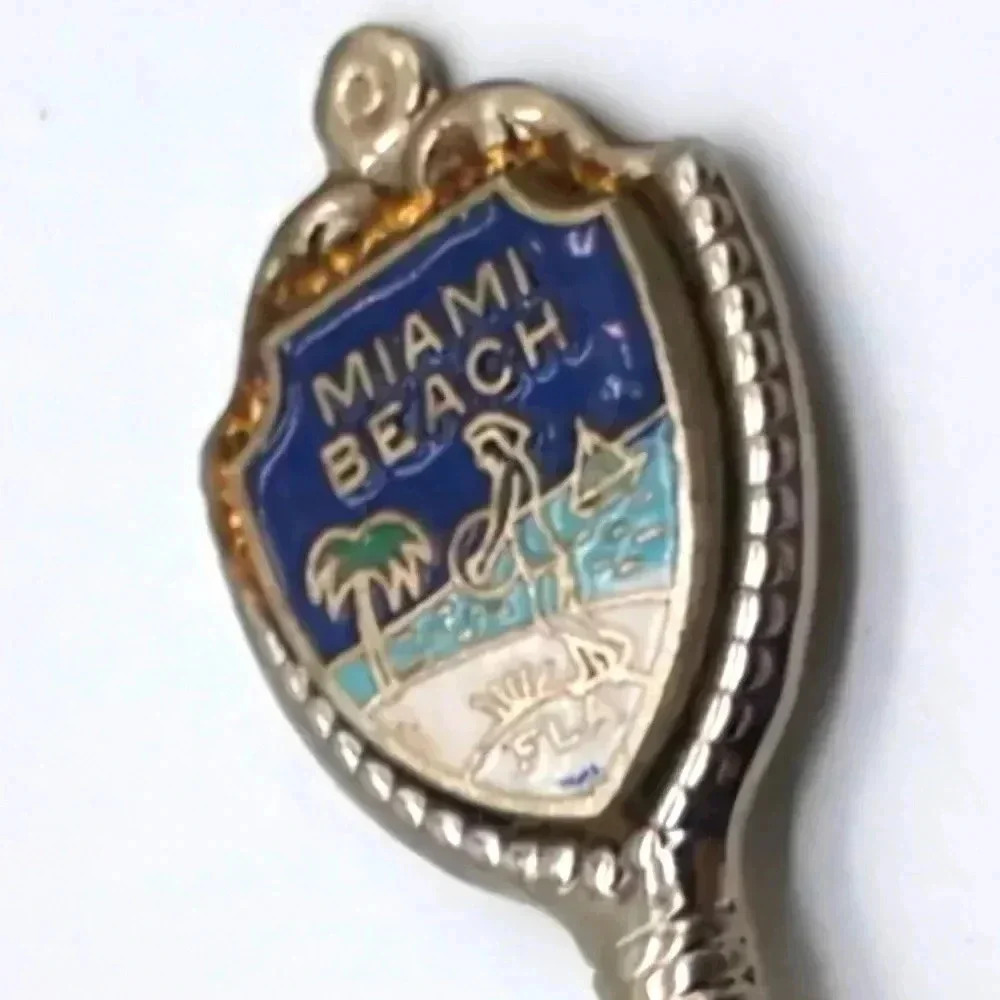 Miami Beach Scalloped edge Souvenir Engraved Spoon Kitschy Cool